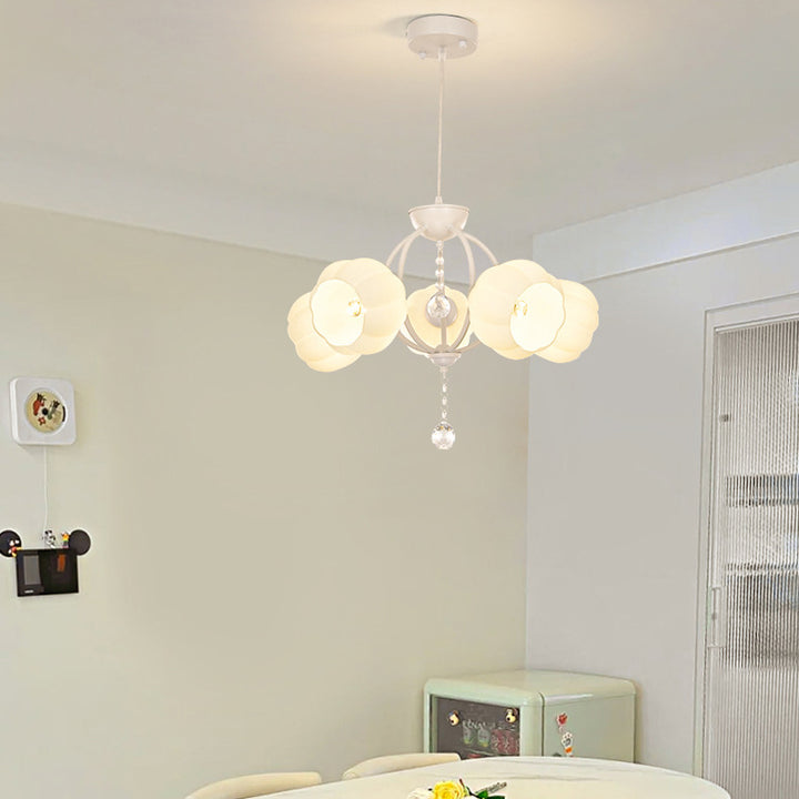Modern Art Deco Crystal Glass Flower Shade 3/5-Light Chandelier For Living Room