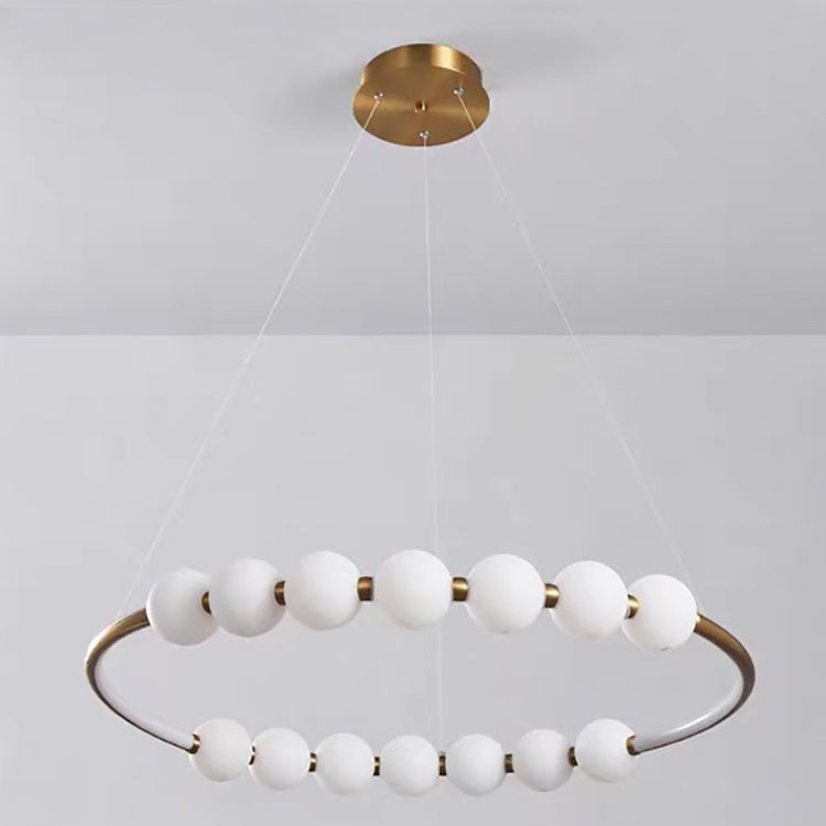 Lustre LED en aluminium et verre rond minimaliste moderne pour salon 