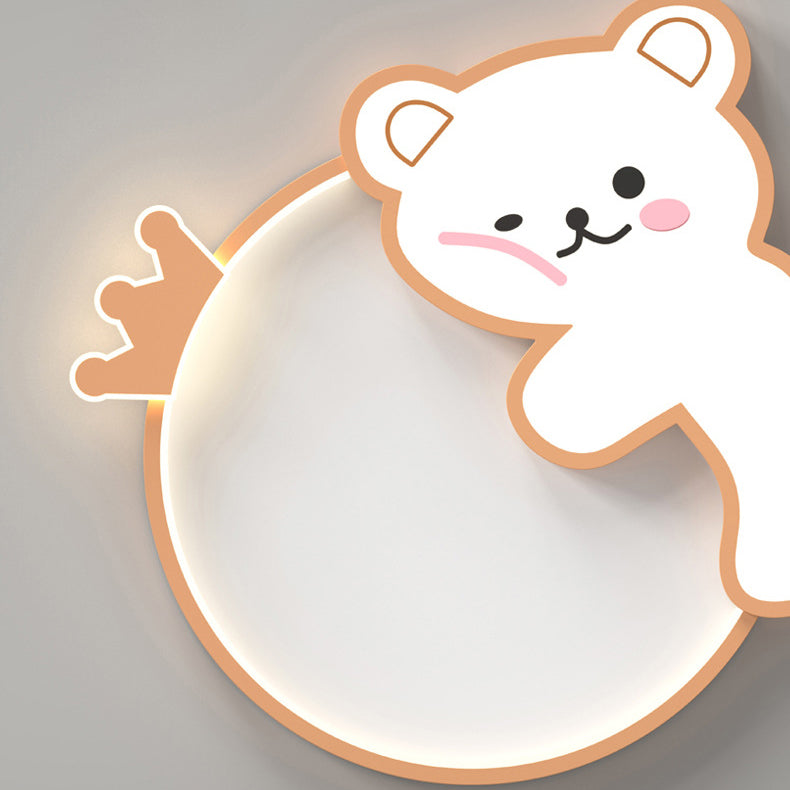 Luz de techo LED de montaje empotrado de hierro acrílico con diseño de oso creativo contemporáneo para dormitorio 