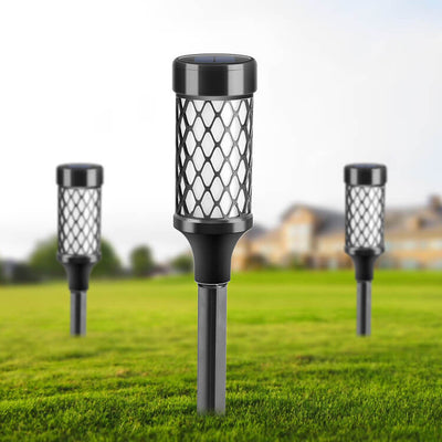 Outdoor Solar Waterproof ABS Weaving Cylindrical Cage LED Lawn Insert Landscape Light