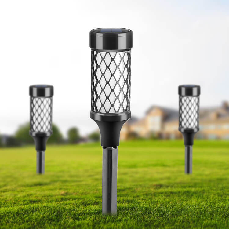 ضوء حديقة LED بإدخال أرضي على شكل قفص أسطواني منسوج من ABS مقاوم للماء يعمل بالطاقة الشمسية 
