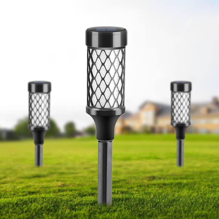 Outdoor Solar Waterproof ABS Weaving Cylindrical Cage LED Lawn Insert Landscape Light