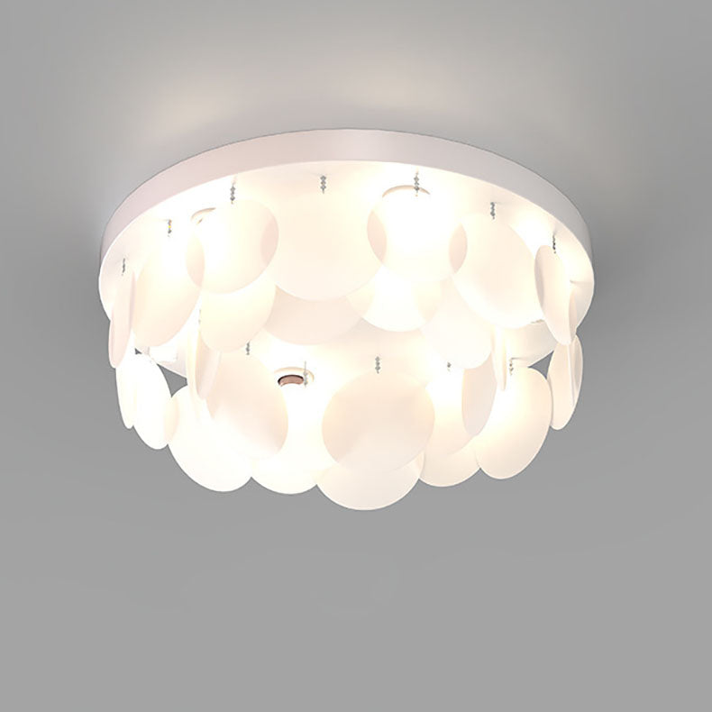 Modern Art Deco Iron PVC Round Piece 6/10 Light Flush Mount Ceiling Light For Bedroom