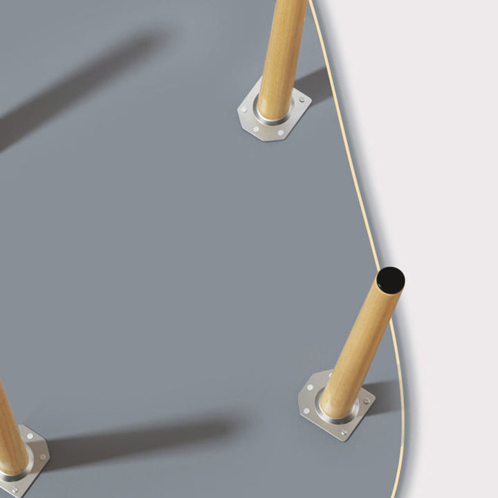 Moderner minimalistischer tropfenförmiger ovaler Couchtisch aus MDF, Massivholz und Sperrholz für das Wohnzimmer 
