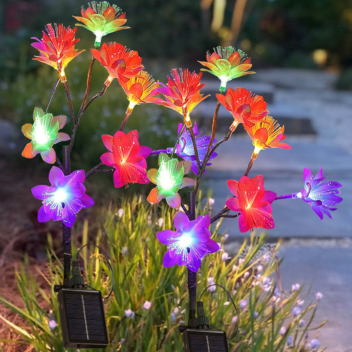 Lumière de pelouse décorative à fiche de sol LED Camélia ABS créative moderne solaire 