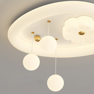 Zeitgenössische Nordic Kids Eisen PE Elliptische Runde Ball Blume Mond LED Unterputz Deckenleuchte Für Schlafzimmer 