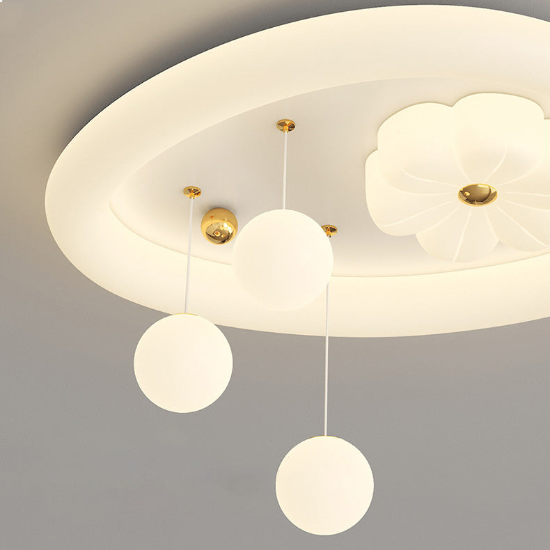 Zeitgenössische Nordic Kids Eisen PE Elliptische Runde Ball Blume Mond LED Unterputz Deckenleuchte Für Schlafzimmer 