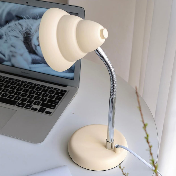 Contemporary Nordic Cream Yellow Cone Iron Adjustable 1-Light Table Lamp For Bedroom