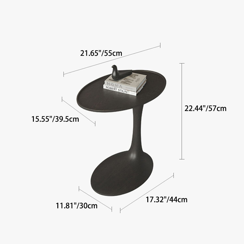 Modern Minimalist Oval Ash Wood End Table For Living Room