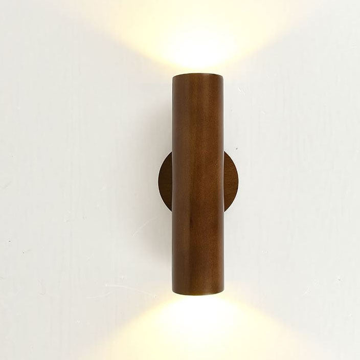 Applique murale LED à double tête en bois massif simple et moderne 