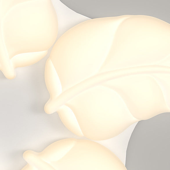 Lustre à suspension LED en fer avec abat-jour en feuilles PE créatives contemporaines pour salon 