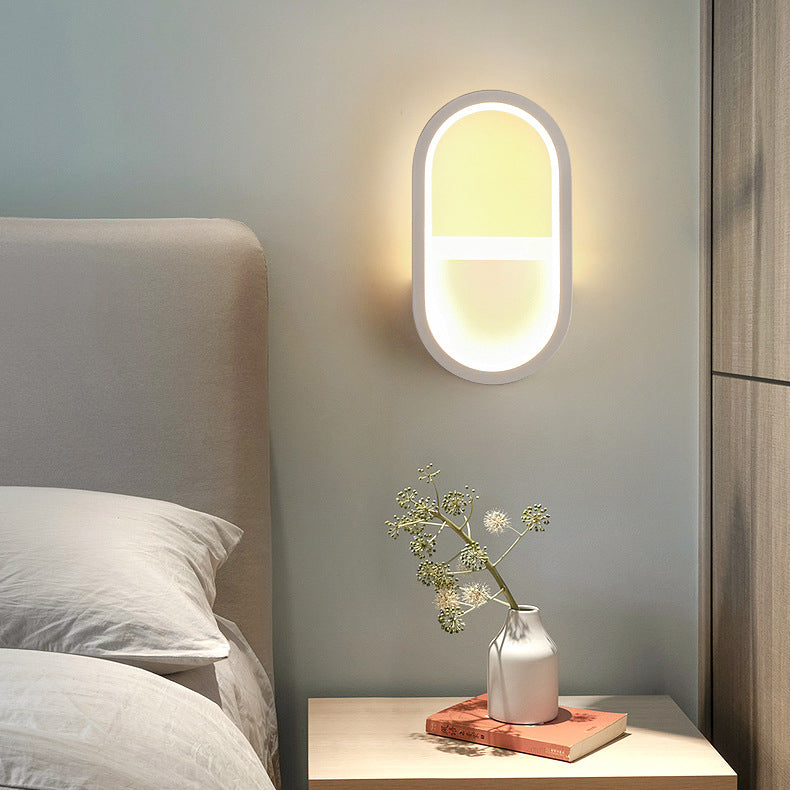 Moderne minimalistische Eisen Silikon elliptische Kreisbogen LED Wandleuchte Lampe für Schlafzimmer 