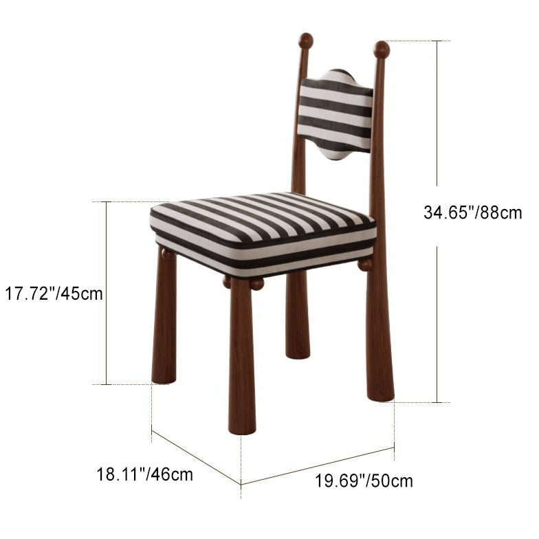 Traditioneller französischer Stuhl mit quadratischem Zebramusterstoff, gepolstertem Eschenholz und Rückenlehne für das Esszimmer 