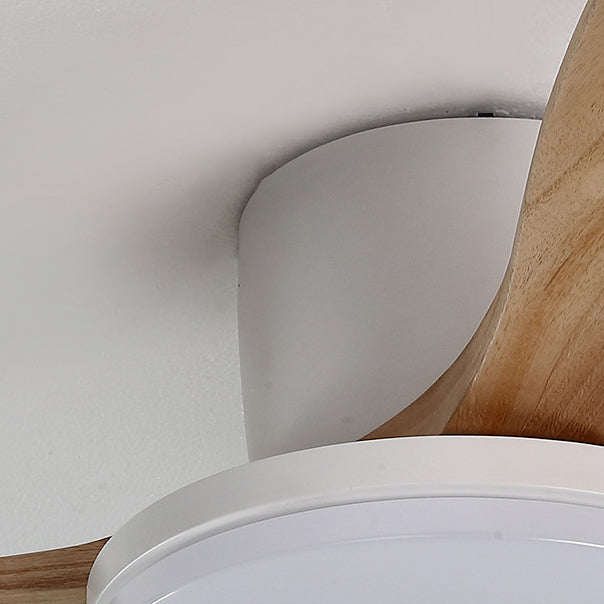Zeitgenössischer skandinavischer Kupfer-Holz-Acryl-Ventilator LED-Halbeinbau-Deckenventilator für Wohnzimmer
