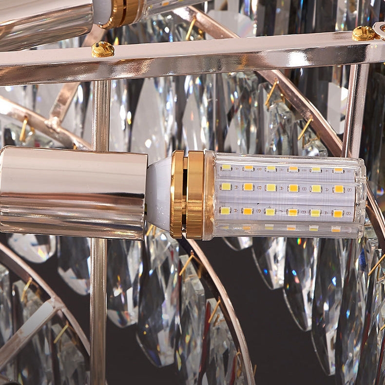 Modern Luxury Round Iron Crystal Gold 3-Light Flush Mount Ceiling Light For Hallway