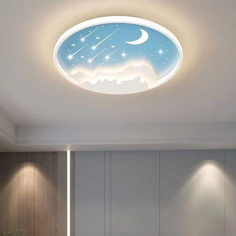 Plafonnier LED en fer météore lune ronde minimaliste moderne pour chambre à coucher 