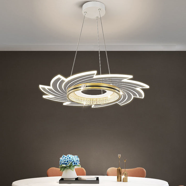 Lustre LED en acrylique cristal contemporain de luxe avec abat-jour tourbillon pour chambre 