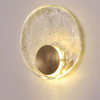 Zeitgenössische Luxus Messing Wasser-ripple Runde Kristall LED Wand Leuchte Lampe Für Wohnzimmer 