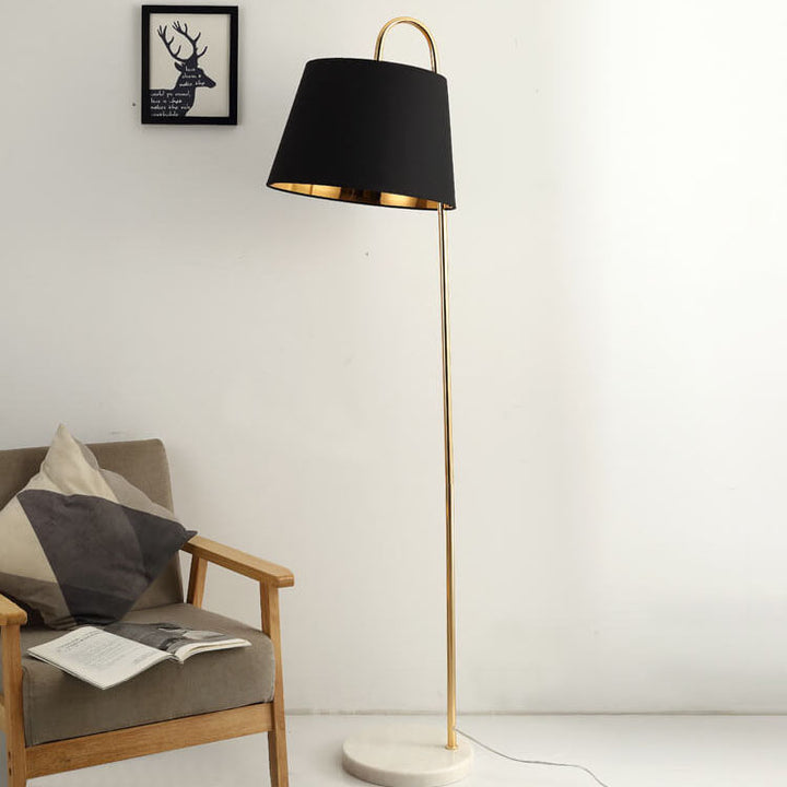 Nordic Modern Einfarbig Stoffschirm Marmor 1-Licht Stehende Stehlampe 