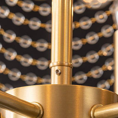 Lustre contemporain de luxe avec cadre doré et perles en cristal à 6 lumières pour salon 
