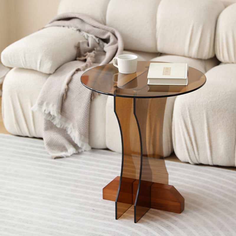 Moderner minimalistischer runder Glastisch 1-stufig für Wohnzimmer 