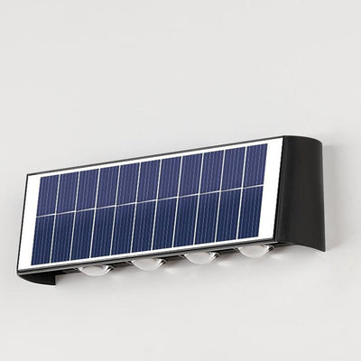 مصباح حائطي LED مستطيل مقاوم للماء من ABS PMMA بتصميم عصري بسيط للطاقة الشمسية للفناء الخارجي 