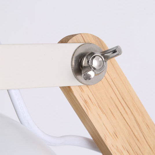 Lámpara de Pared de 1 Luz con Brazo de Madera Ajustable en Semicírculo de Hierro Nórdico Moderno 