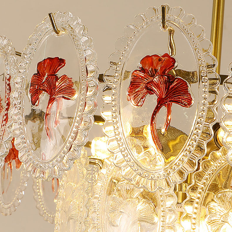 Lustre à 6 lumières en verre avec matériel ovale rond moderne de luxe pour salon 