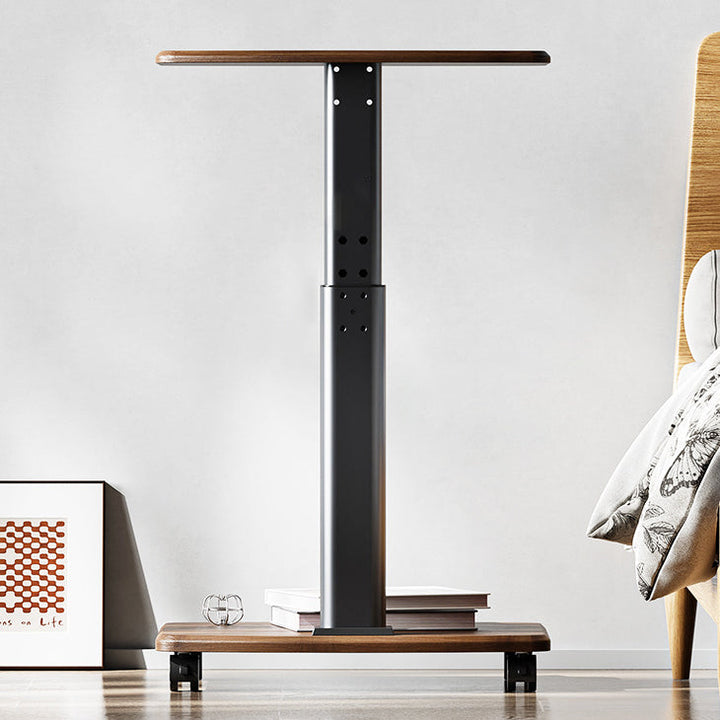 Contemporary Scandinavian Rectangular MDF Carbon Steel Tube Movable End Table 2-Tier For Living Room