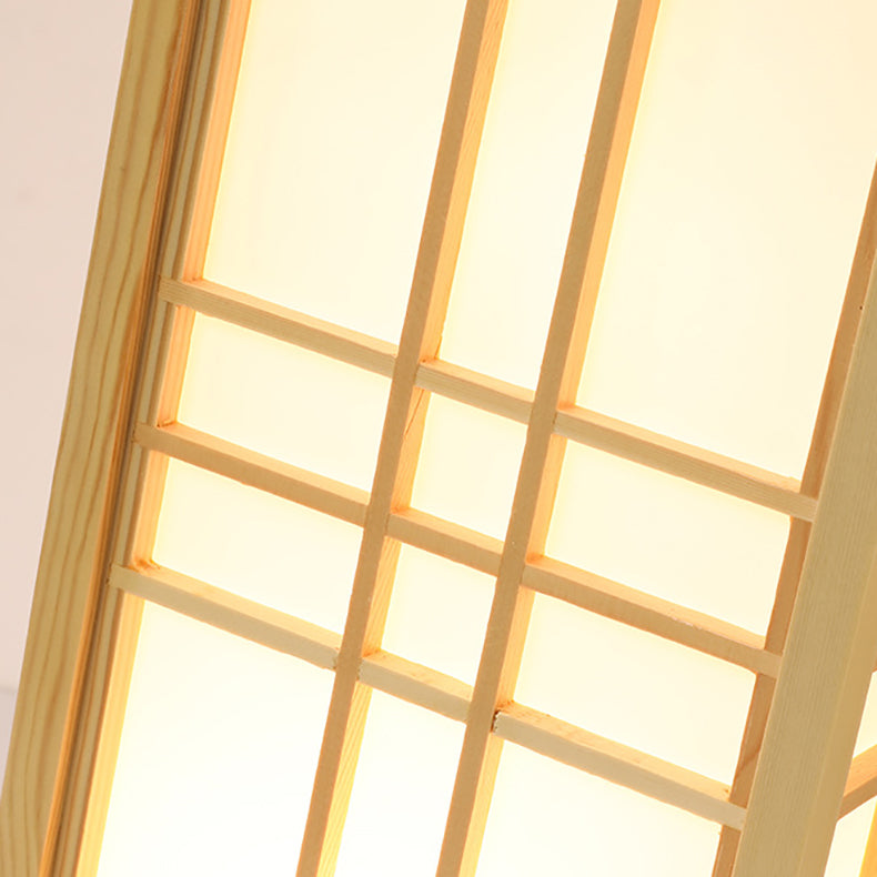 Lámpara de pie tradicional japonesa de madera acrílica rectangular de 1/2/3 luces para dormitorio 