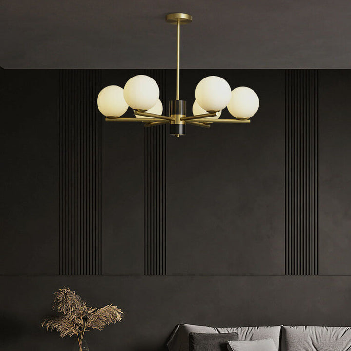 Modern Luxury Glass Round Ball Copper Branch 6/8/15 Light Chandelier For Living Room