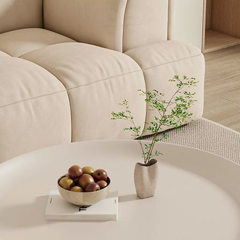 モダンミニマリストラウンドロックスラブカーボンスチールコーヒーテーブル1-リビングルーム用ストレージ 