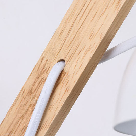 Lámpara de Pared de 1 Luz con Brazo de Madera Ajustable en Semicírculo de Hierro Nórdico Moderno 