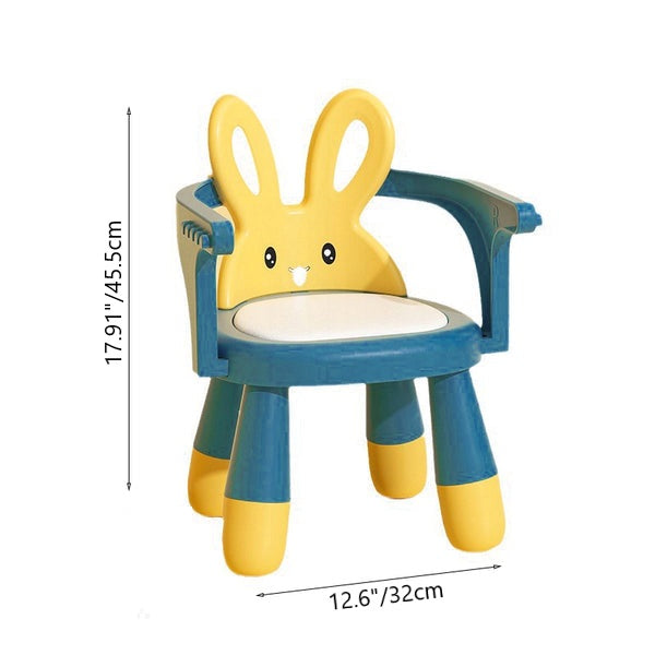 Contemporary Creative Kids Rabbit Shape PVC PP Low Stool Backrest Armrest For Living Room