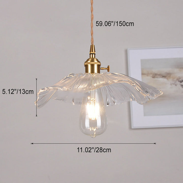Moderne Art Deco Sonnenblume Lotusblatt Glasschirm Messing 1-flammige Pendelleuchte für Wohnzimmer 