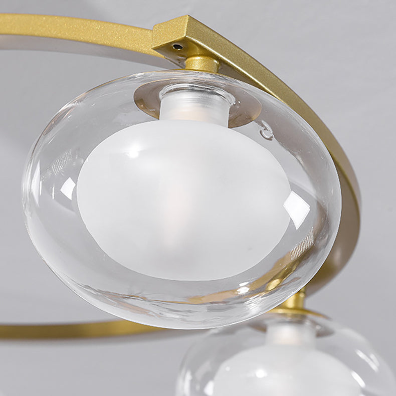 Zeitgenössischer Luxus-Hardware-Rahmen Glaskugelschirm 7-Licht Kronleuchter für Schlafzimmer 