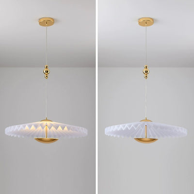 Modern Art Deco Pleated Round Acrylic Iron LED Chandelier For Living Room