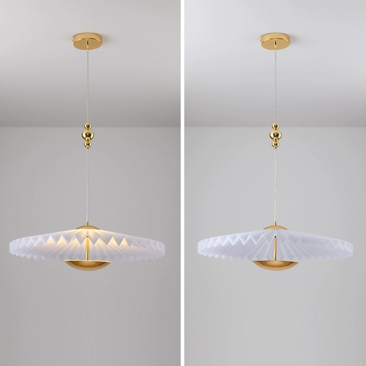 Modern Art Deco Pleated Round Acrylic Iron LED Chandelier For Living Room