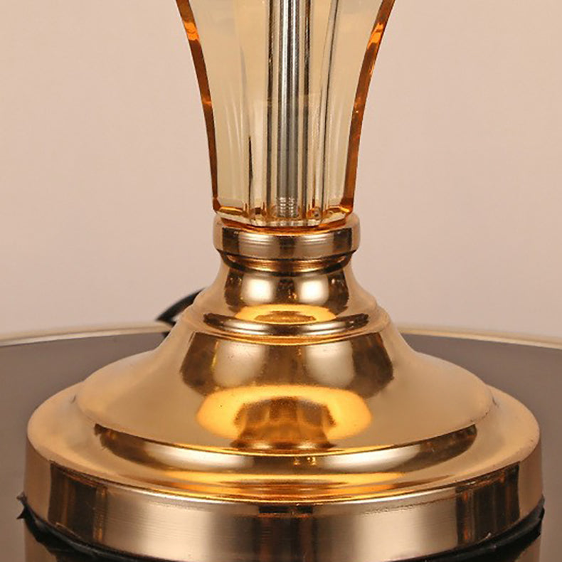 Traditionelle europäische Zylinder-Hardware-Kristallgewebe-1-Licht-Tischlampe für Schlafzimmer 
