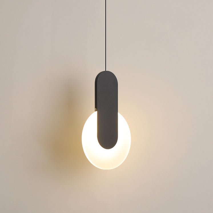Lámpara colgante LED semicircular redonda de hierro acrílico de simplicidad moderna para mesita de noche 
