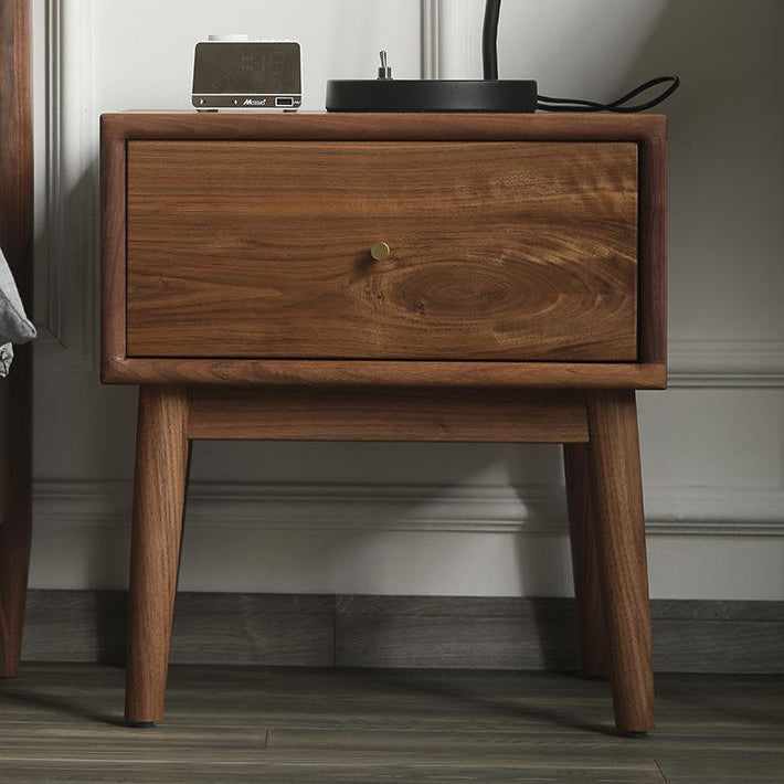 Mesa auxiliar rectangular tradicional de madera de nogal francesa con 1 cajón para sala de estar 
