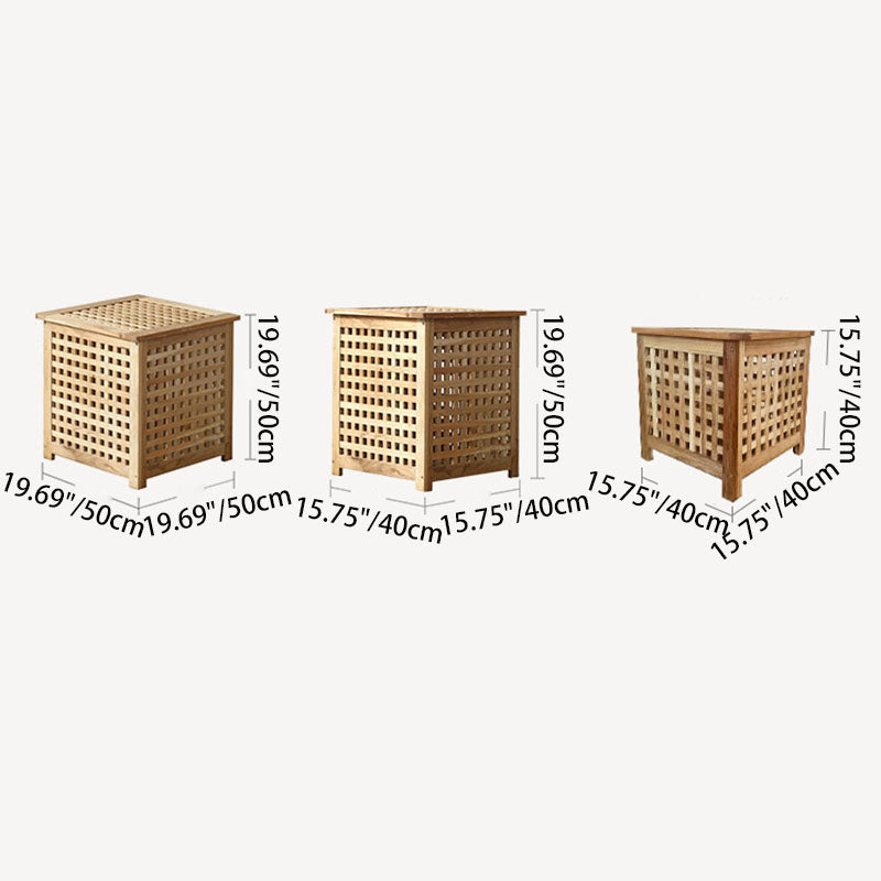 Traditioneller japanischer kubischer quadratischer rechteckiger Holz-Metall-Couchtisch mit 1 Ablage für das Wohnzimmer 