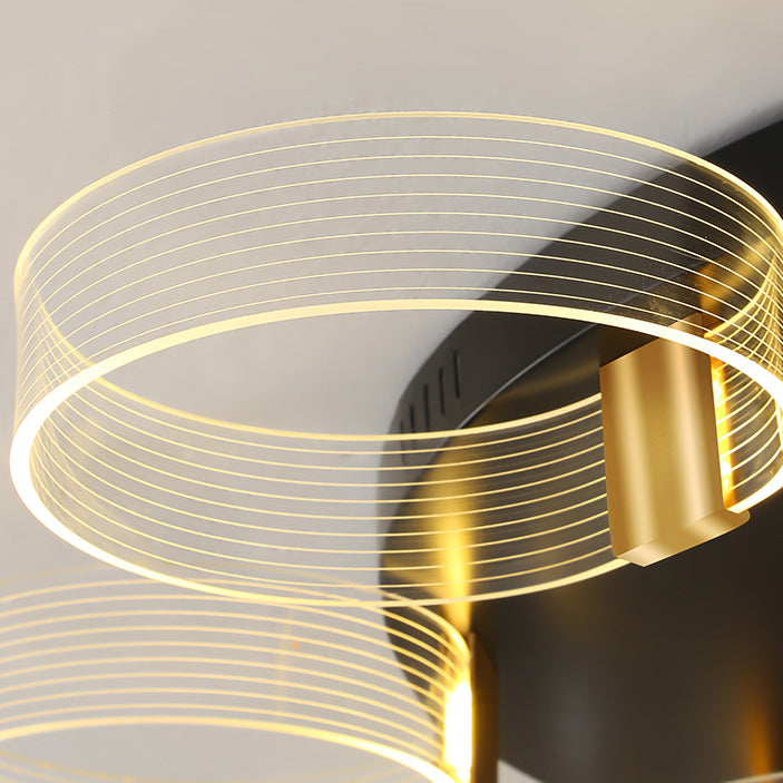 Moderno minimalista multi redondo de aluminio acrílico LED semi-empotrado luz de techo para sala de estar 