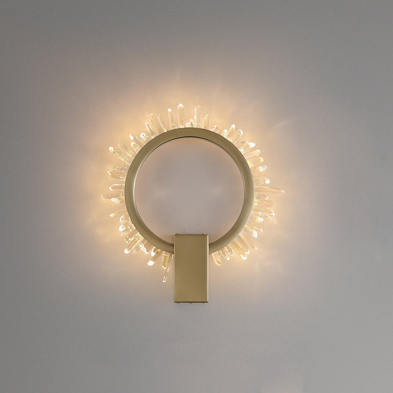 Zeitgenössische Luxus Edelstahl Kristall Sonnenblumen Design LED Wandleuchte Lampe Für Wohnzimmer 