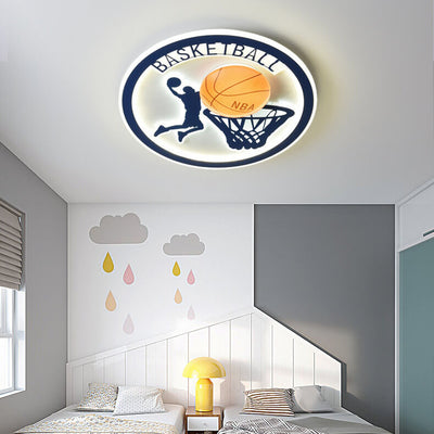 Creative Simplicity NBA Basketball Acrylic LED Kids Flush Mount Ceiling Light