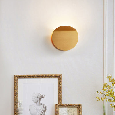 Danish Minimalist Brushed Aluminum Folded Disc LED Wall Sconce Lamp