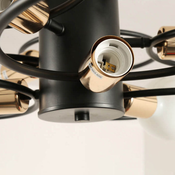 Contemporary Nordic Flower Ring Iron 3/6/9 Light Semi-Flush Mount Ceiling Light For Living Room &amp; Bedroom