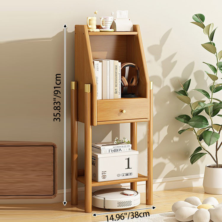 Traditional Vintage Bamboo Fiberboard Multi-functional Storage Sideboard 3/4-Tier Display Rack With Drawer For Home Office