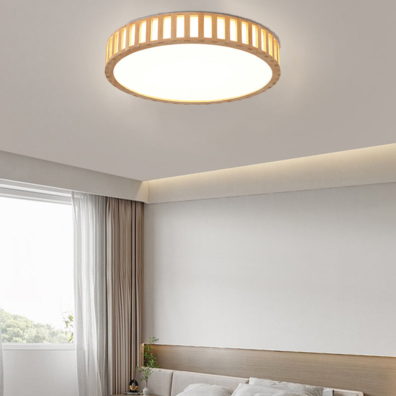 Moderne unbedeutende runde hölzerne Acryl-LED-Unterputz-Deckenleuchte für Schlafzimmer 