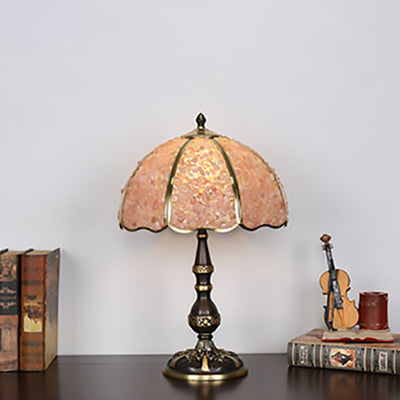 Modern Luxury Umbrella Half Circle Full Copper Crystal 1-Light Table Lamp For Bedroom